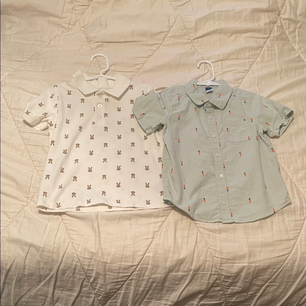 Old Navy White Polo with Brown Bunny Print